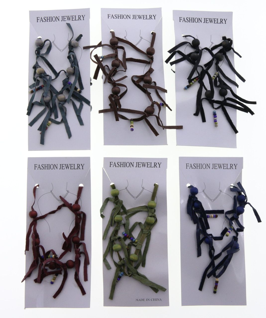 60 Wholesale Necklace Assorted Color Leathers, With Assorted Color Beads