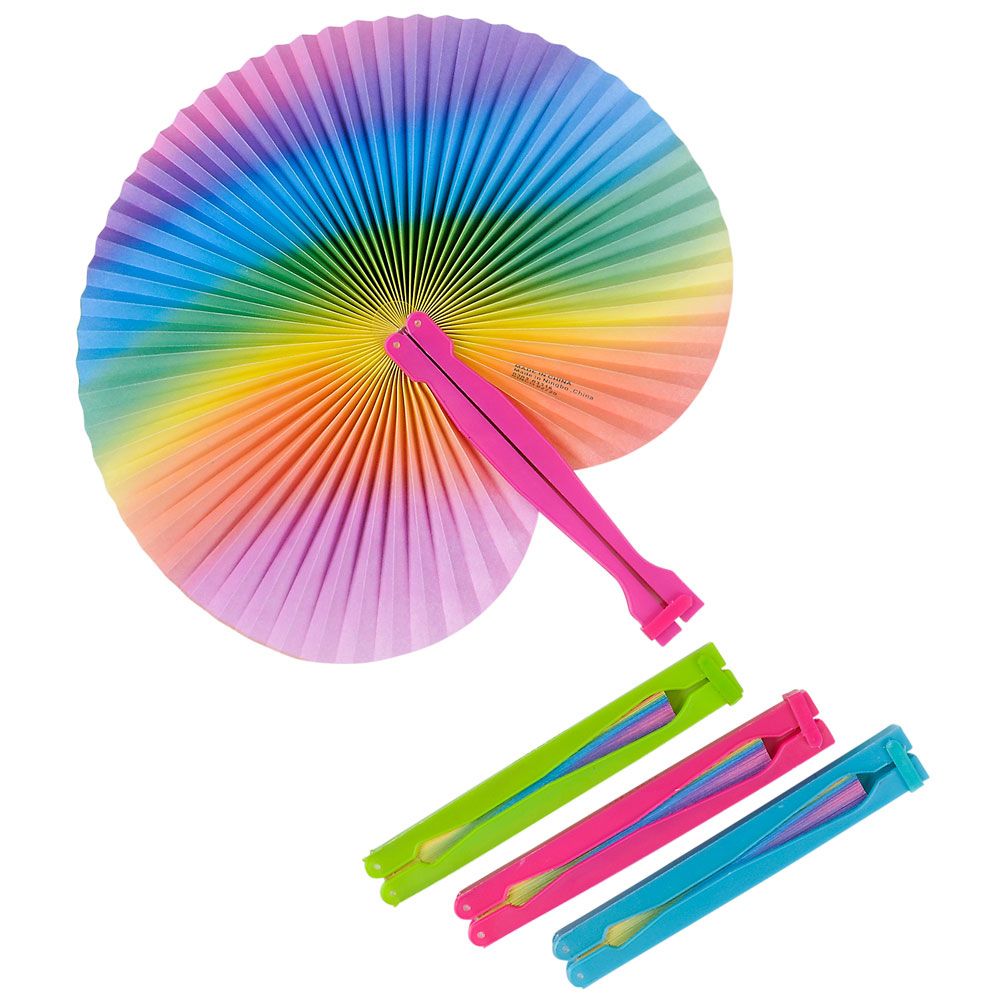 1200 pieces 10 Inch Rainbow Folding Fans - Party Novelties