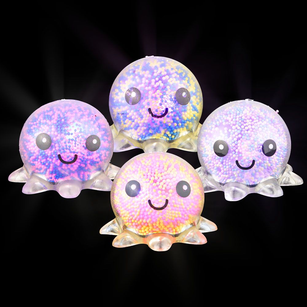 144 pieces 3" LighT-Up Squish And Stretch Beaded Octopus - Slime & Squishees