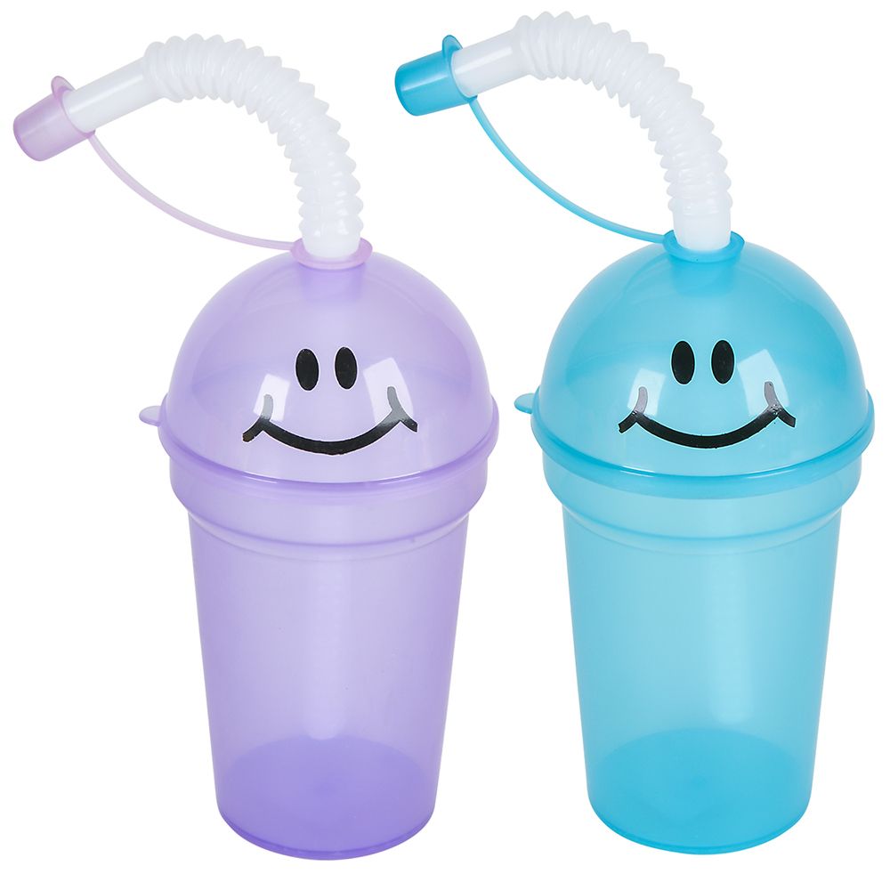 72 pieces Smile Face Sipper Cup 6.25" 7 oz - Drinking Water Bottle