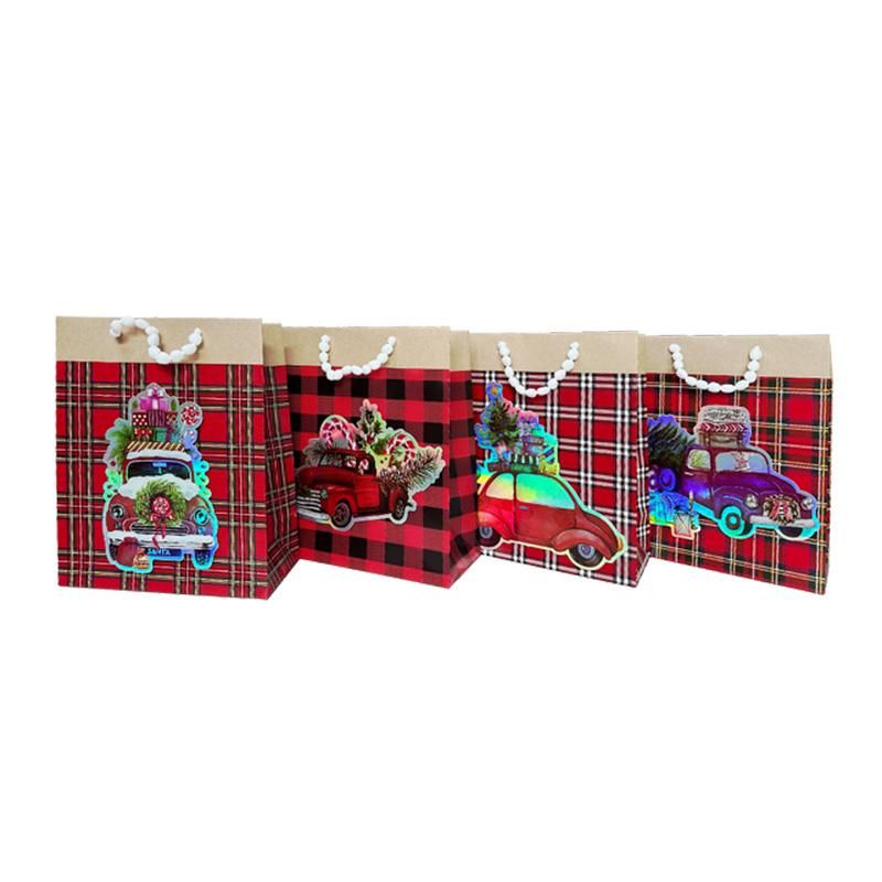96 Pieces Xmas Bags 3d 4 Asrtd (l) - Christmas Gift Bags and Boxes