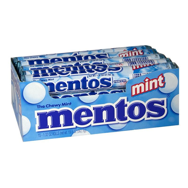 60 Pieces Mentos Chewy Mints - 1.32 oz. Roll - Candy