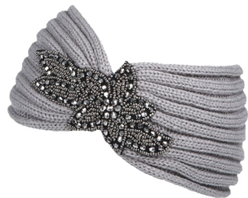 12 Wholesale Fashion Knit Headband With Sequence Flower Trim Assorted