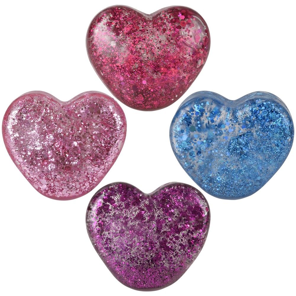 72 pieces Squeezy Sparkle Sugar Heart 2.5 Inch 12ct - Slime & Squishees