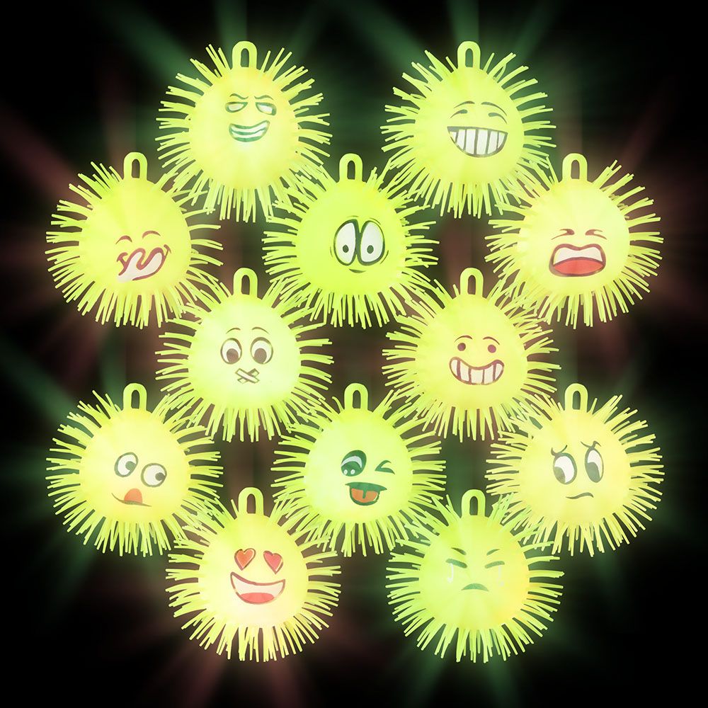 144 pieces 5" LighT-Up Emoticon Puffer Ball - Light Up Toys