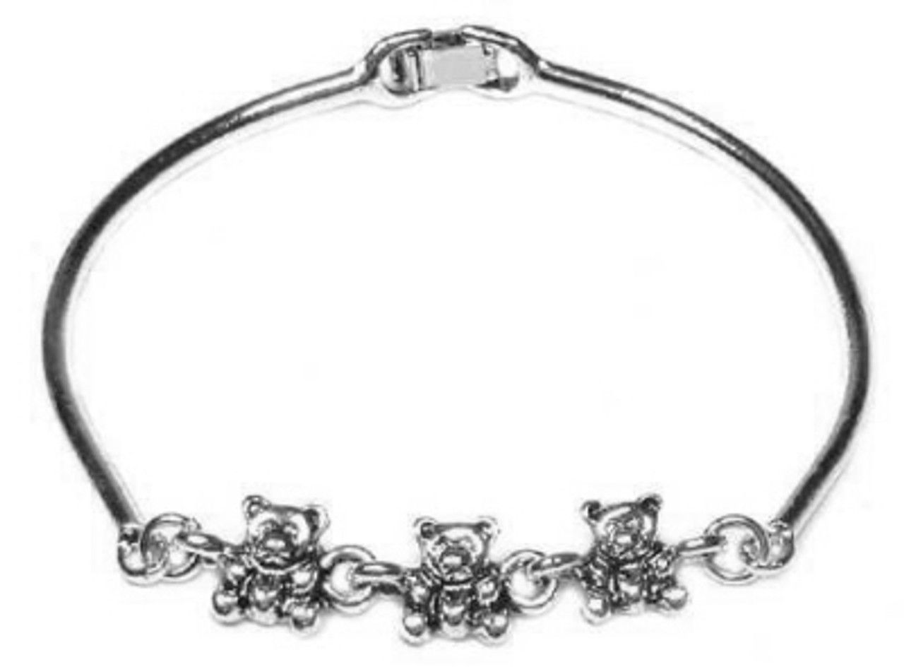 60 Wholesale Antique Silvertone Cast Bracelet With Silvertone Bears