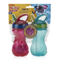 24 Wholesale Nuby Easy Grip FliP-It Cup, 10 Oz 2-Pk for 12 months up
