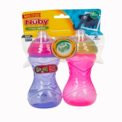 24 Wholesale Nuby CliK-It NO-Spill Easy Grip Cup, 10 Oz (2-Pk)