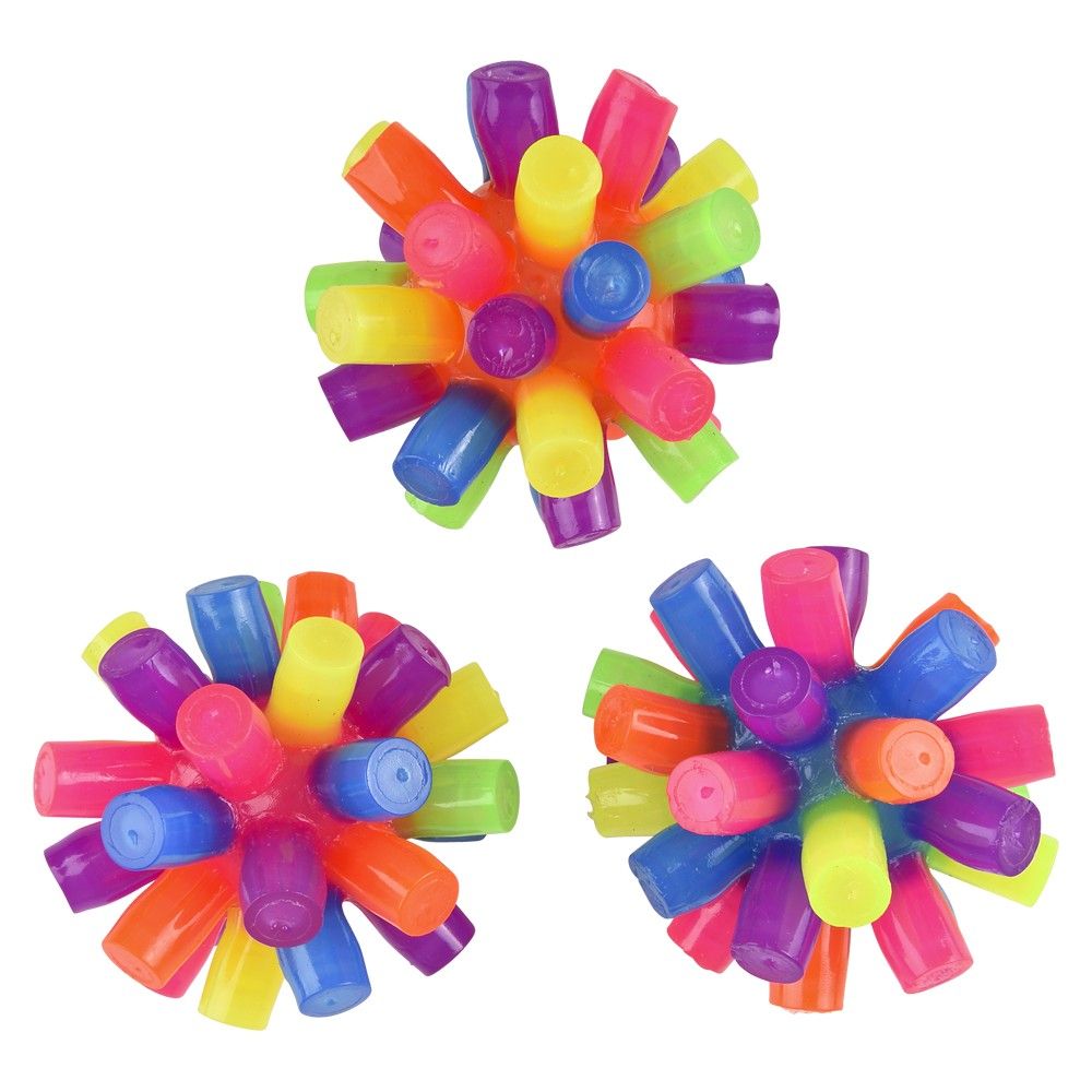 144 pieces 3" LighT-Up Rainbow Spiky Ball - Light Up Toys