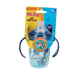 24 Wholesale Nuby 8oz 2 Handle 360 Spout Print, Glitter, Weighted Straw