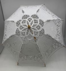 50 Pieces of Floral Lace Parasol, Wooden Handle 24inch