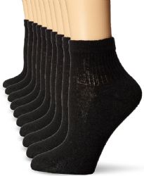180 Pairs Hanes Woman Black Cushioned Low Cut Ankle Socks, Shoe Size 5-9 - Womens Ankle Sock