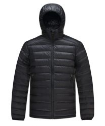 6 Pieces of Big Mens Packable DowN-Like Hooded Puffer Jacket Black