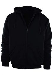 12 of Big Mens Solid FuR-Lined Zip Up Hoodie Sweatshirt Black