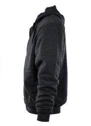 12 of Big Mens Solid FuR-Lined Zip Up Hoodie Sweatshirt Charcoal