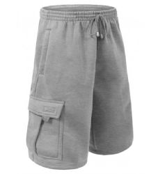 12 Pieces of Mens Cargo Pocket Fleece Sweat Shorts Grey