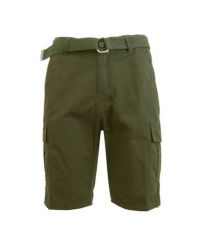 12 Pieces of Mens 13in Inseam Twill Belted Cargo Shorts Olive
