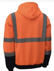6 Pieces of Big Mens Hoodie Hivis Visibility Safety Hooded Zip Sweatshirt Orange