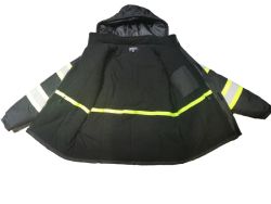 6 Pieces of Big Mens High Viz Class 3 Heavy Weight Padded MultI-Pocket Hooded Parka Black