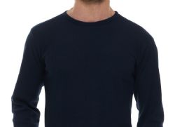 Yacht And Smith Men's Thermal Long Sleeve Shirt In Navy Size L