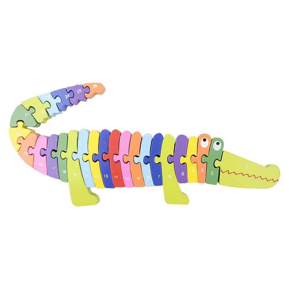 18 pieces of 13.75" X 6" Wooden Crocodile Letter Puzzle