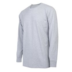 36 Pieces Men's Classic Crew Neck Long Sleeves Ribbed Cuff T-Shirt Grey Small - Mens Sweat Shirt