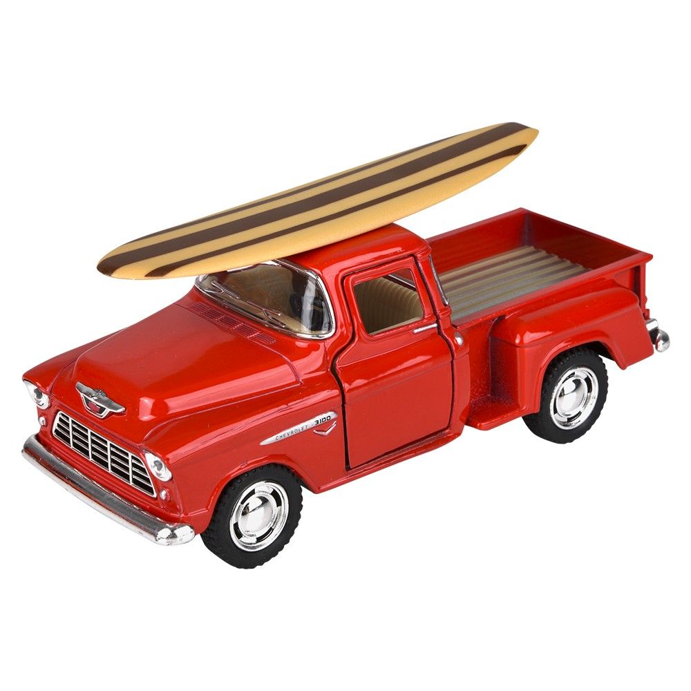 72 pieces 5" Diecast Pull Back 1955 Chevy Stepside PicK-Up W/surfboard - Car, Planes, Trains & Bikes
