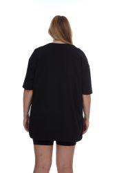 36 Pieces of Womens Oversized Cotton Crew Neck Short Sleeve T-Shirts Black, X-Large