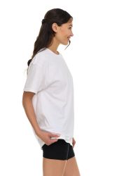 Womens Oversized Cotton Crew Neck Short Sleeve T-Shirts White, Small