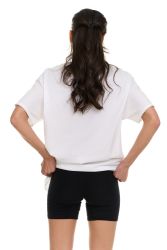 Womens Oversized Cotton Crew Neck Short Sleeve T-Shirts White, Small