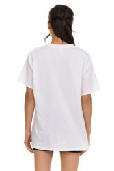 Womens Oversized Cotton Crew Neck Short Sleeve T-Shirts White, Small