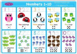 24 Pieces Smart Poly Learning Mat 12"x17", DoublE-Sided, Numbers 1-10 - School and Office Supply Gear