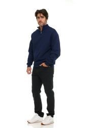 Mens Cotton Fleece Line Quarter Zip Sweat Shirt Assorted Colors Size Medium