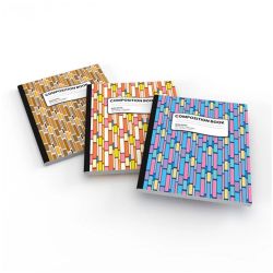 48 Wholesale Ultra Hard Cover Notebook, 100 sheets, Wide Ruled - Geometrics