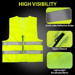 20 Wholesale Adult Zippered High Visibility Safety Vest With Reflective Strips