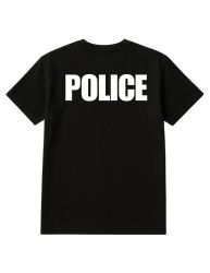 12 Pieces of Unisex Cotton Police Printed T Shirt Black With White Print Size Small