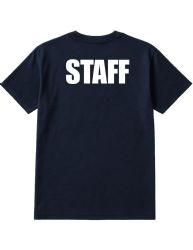 12 Wholesale Unisex Cotton Staff Printed T Shirt Navy With White Print Back And Front Size Medium