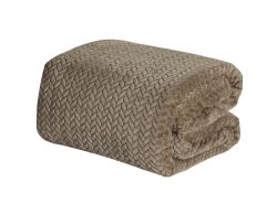 12 Wholesale Taupe Chevron Braided Throw
