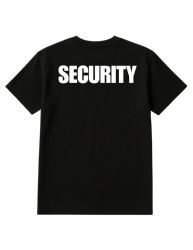 6 Pieces of Unisex Cotton Security Printed T Shirt Black With White Print Back And Front Size Small