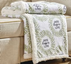12 Wholesale "faith, Hope & Love" Printed Sherpa Throw