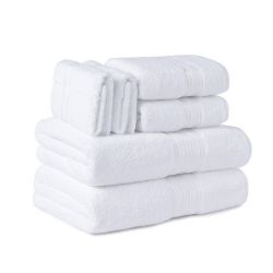 6 Wholesale 6-Piece White Plush Towel Set