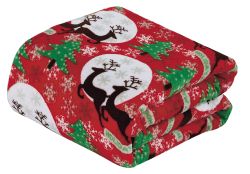 12 Wholesale Festive Holiday Fleece Throw