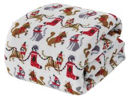 12 Wholesale Festive Holiday Fleece Throw