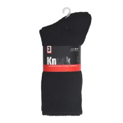 216 Wholesale Knocker Men's Half Cushioned Crew Socks Black Size 4-6