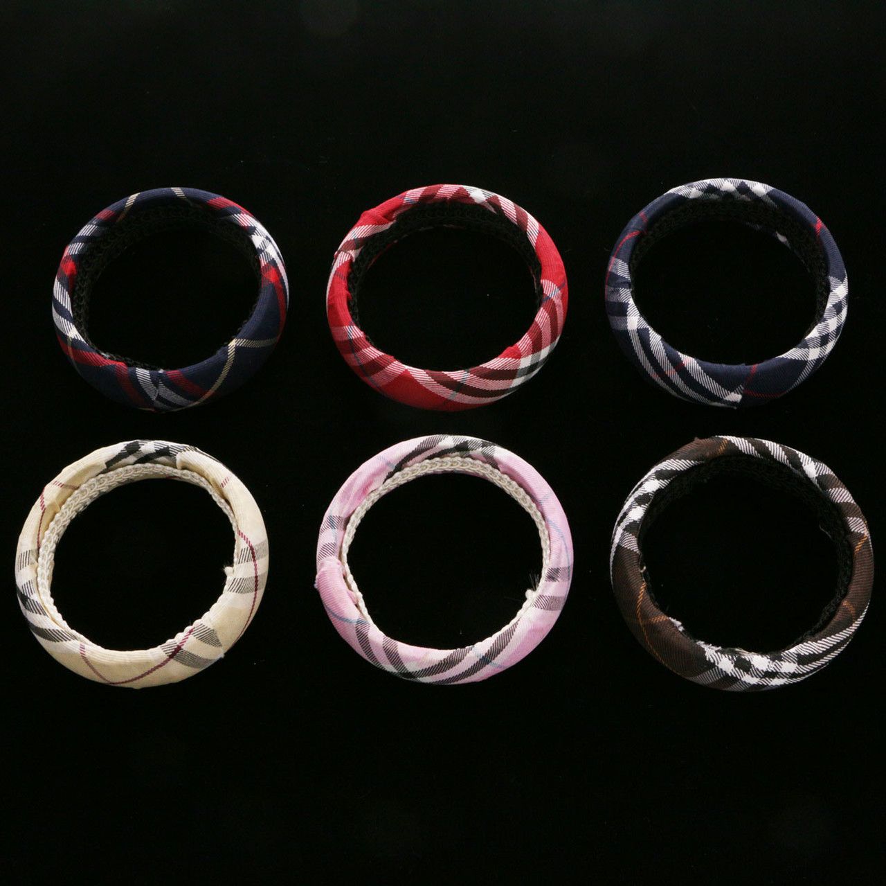 60 Wholesale Bangle Bracelet Fabric Covered Plaid Print