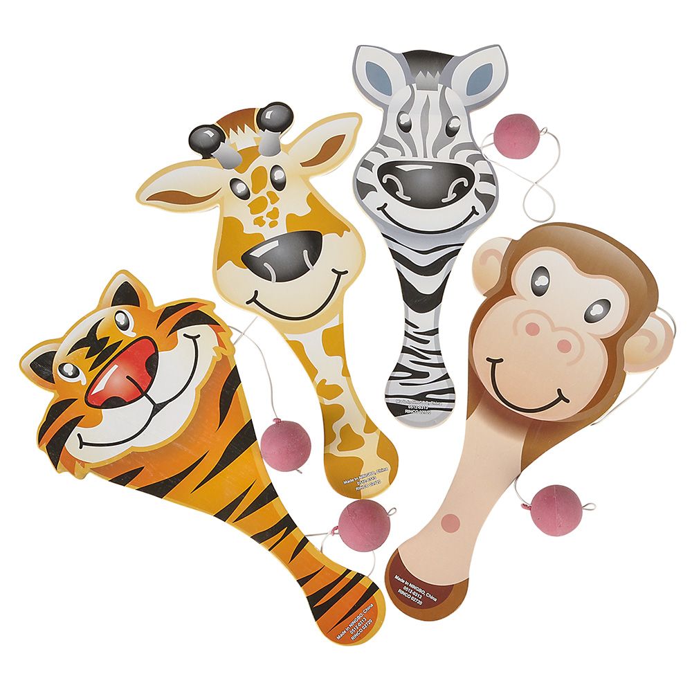 288 pieces 9" Zoo Animal Paddle Ball - Balls