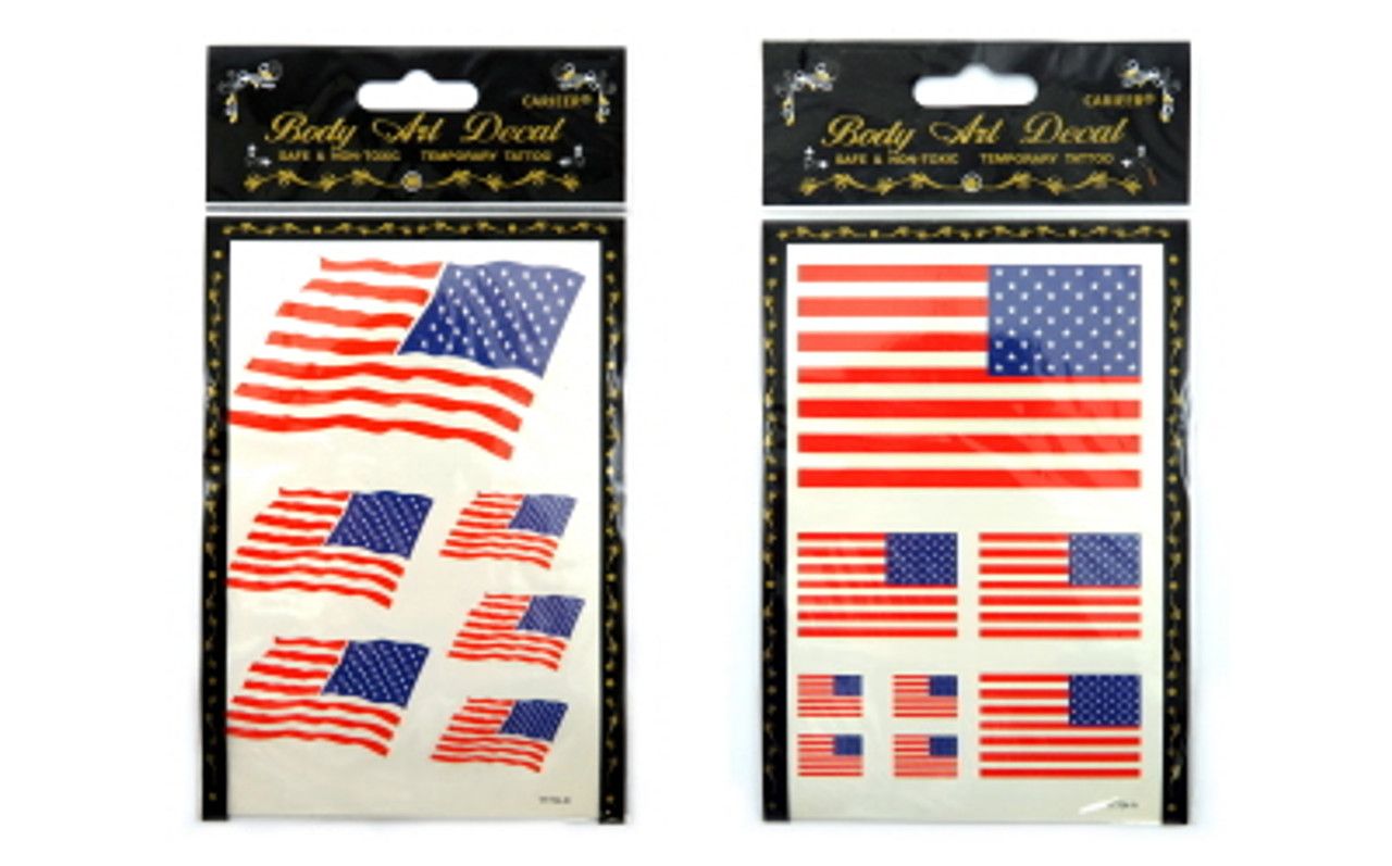 60 Wholesale American Flag Temporary Tattoos