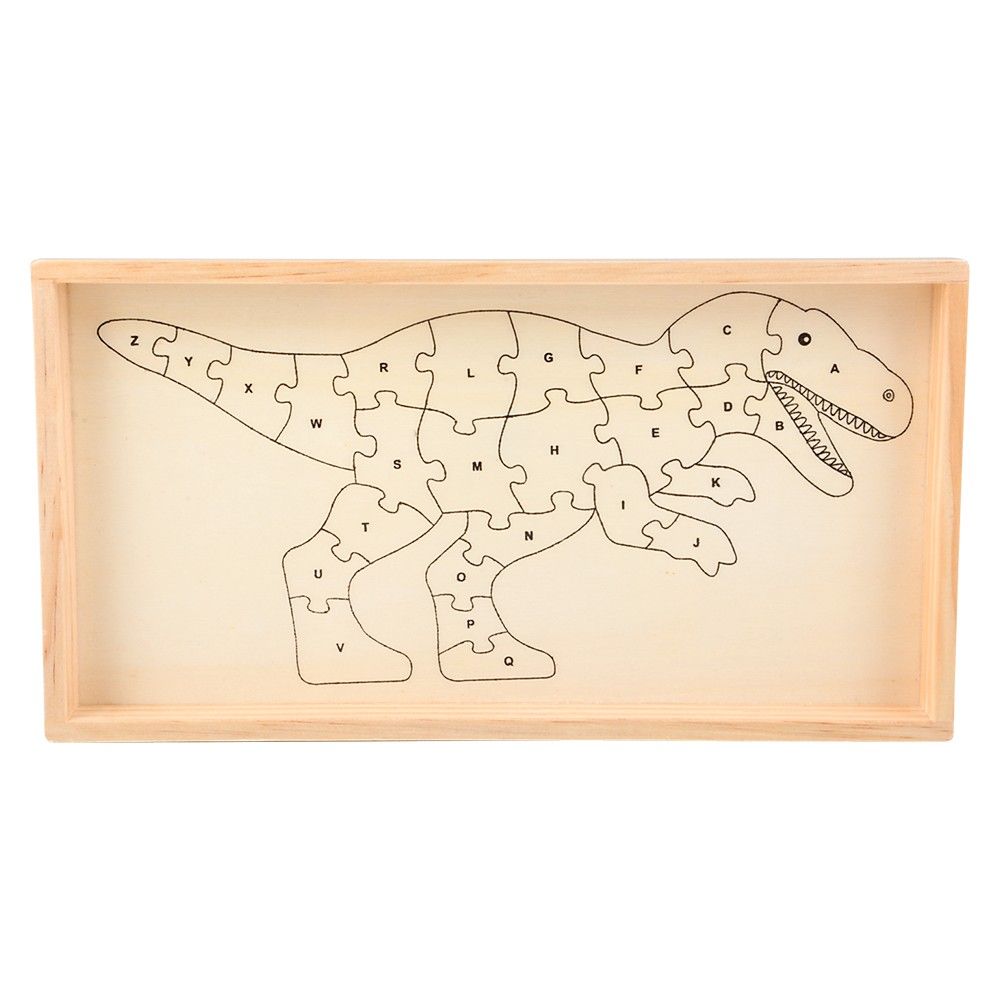 18 pieces of 12" X 6.5" Wooden T-Rex Letter Puzzle