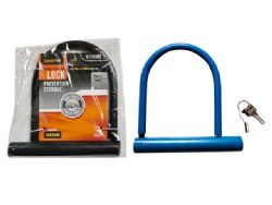 24 Wholesale U-Bike Lock 7x7.5-Inch 8mm - Black,blue,purple