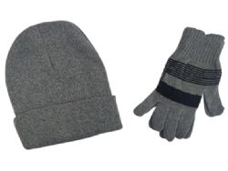 72 Wholesale 3 Piece Hat & Gloves Set (black, Navy, Grey) - One Size